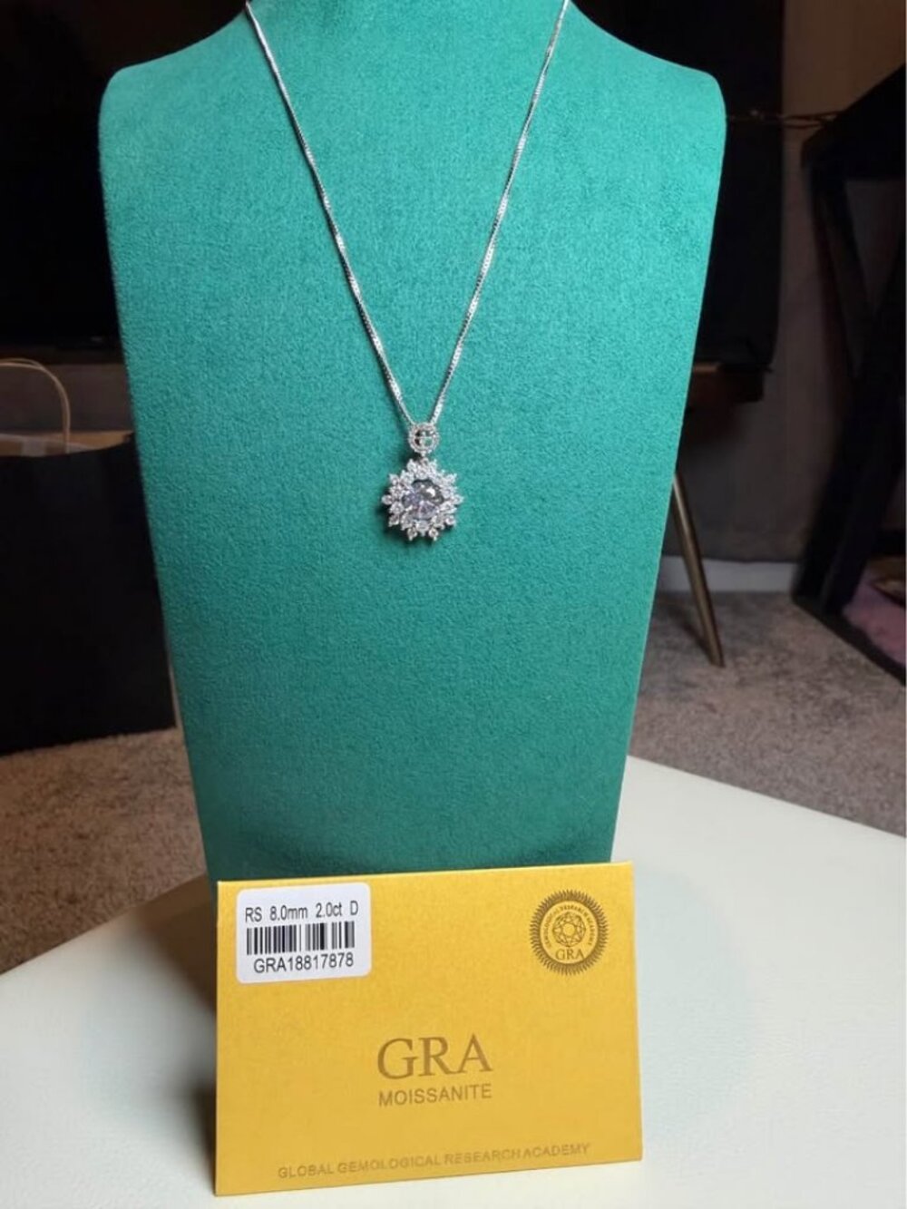 WOMEN's GRA 2CT Moissanite with 925 Silver Necklace